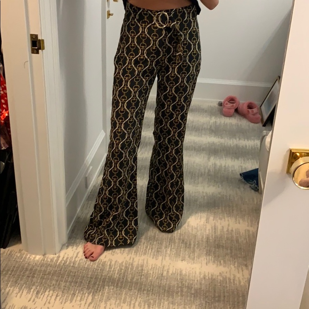 70s-esque flare leg chain pant.